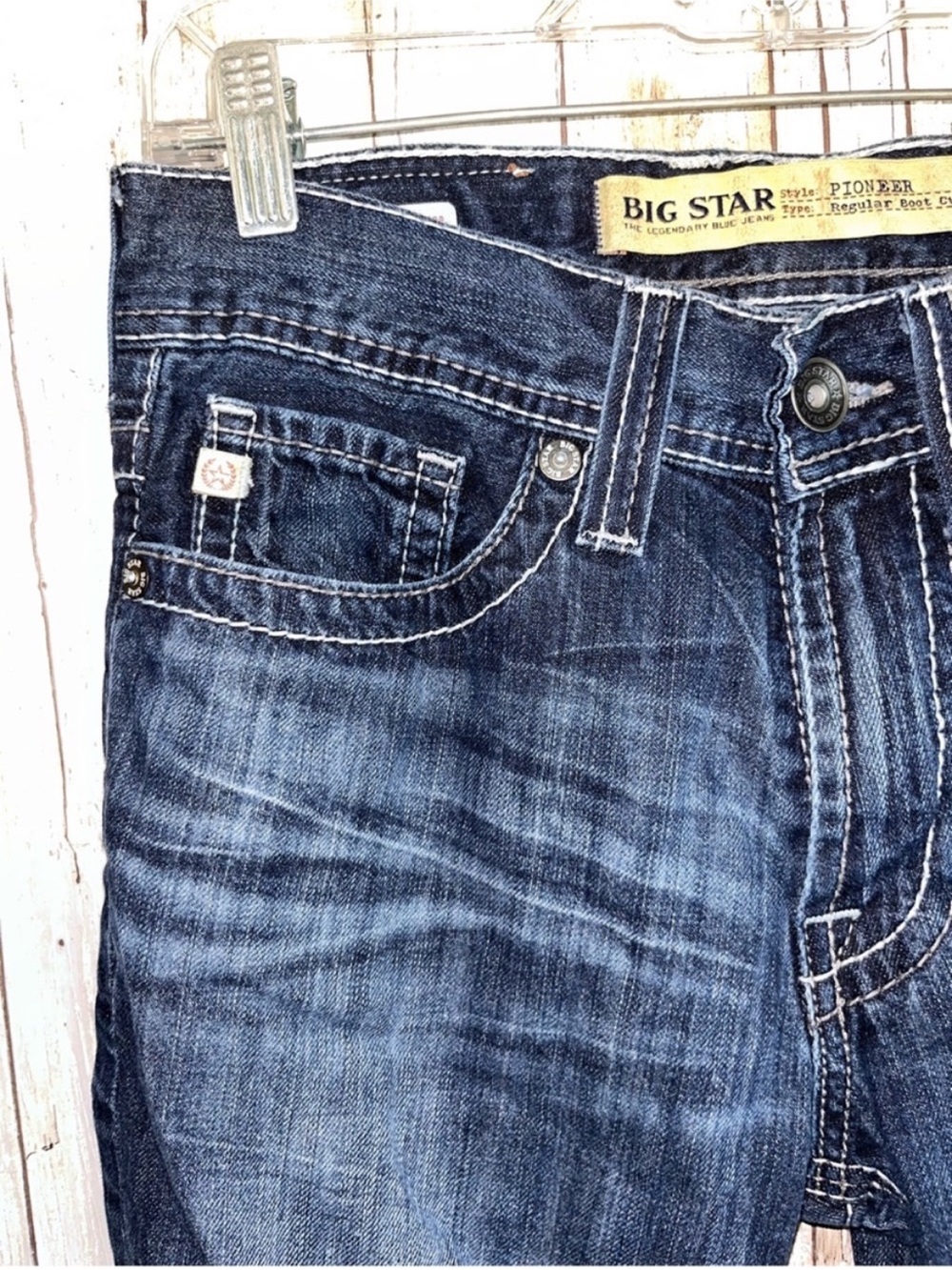 Big Star Pioneer Bootcut Jeans Womens 28S Dark Wash 100% Cotton - Picture 3 of 7